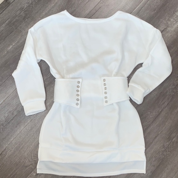 Long Sleeve Sweater Dress with Belt - Picture 2 of 3